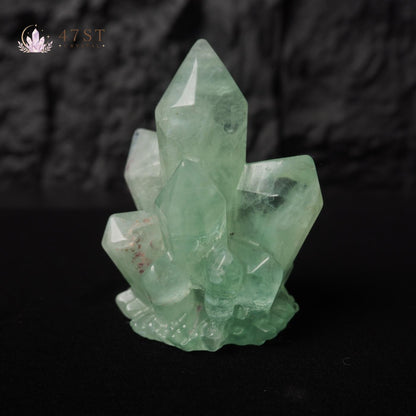 Green Fluorite Crystal Cluster Carving