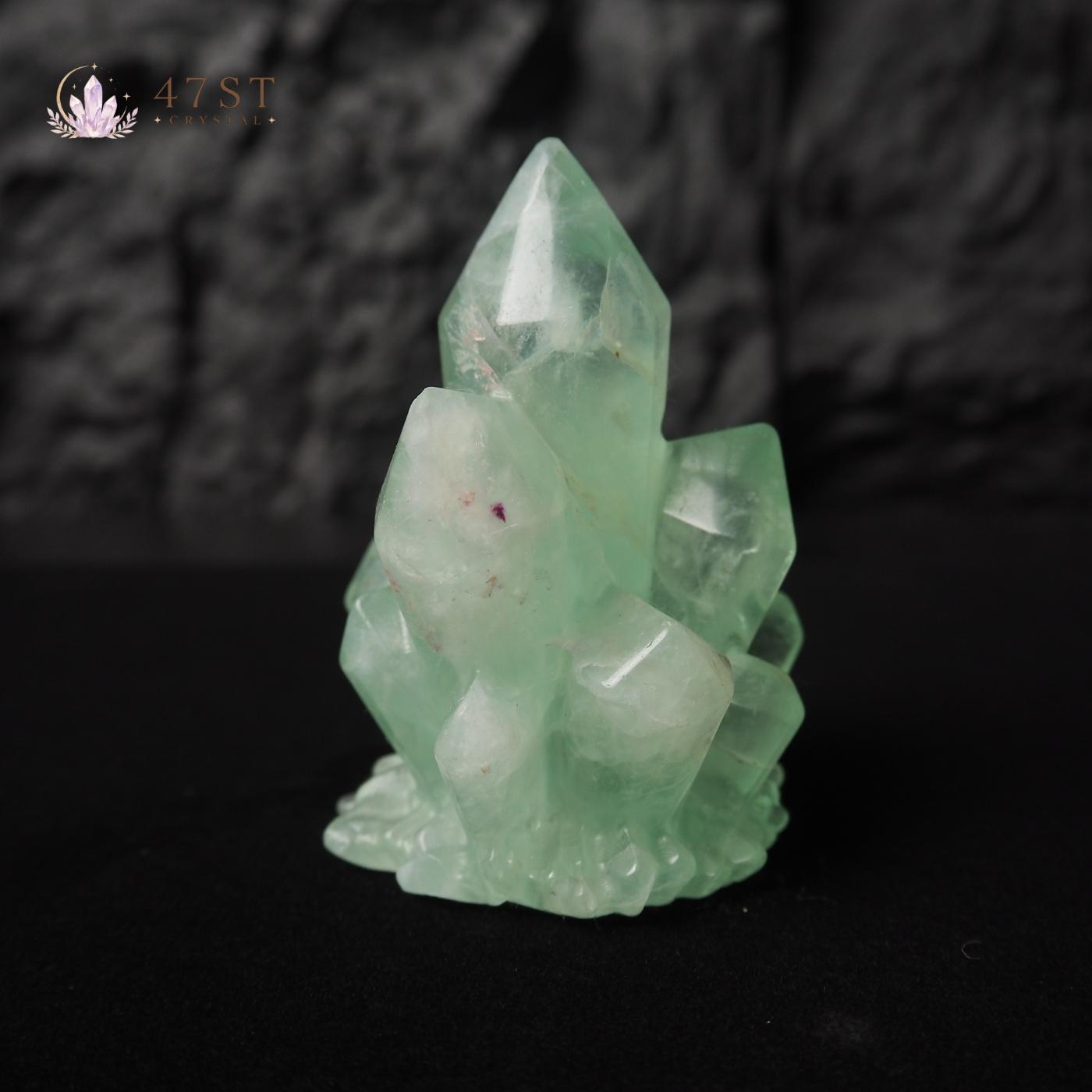 Green Fluorite Crystal Cluster Carving
