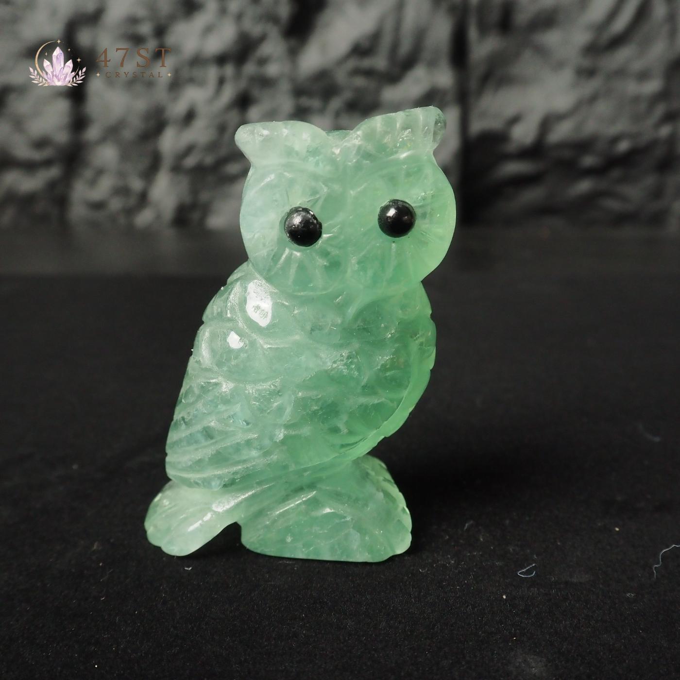 Green Fluorite Owl Carving