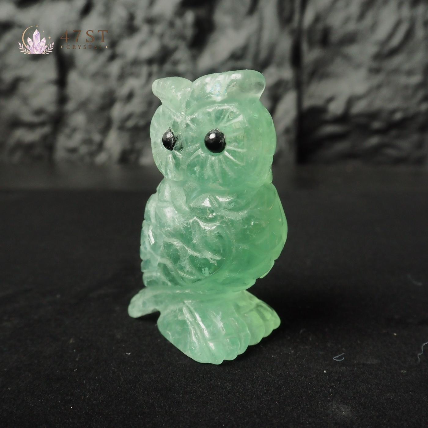 Green Fluorite Owl Carving