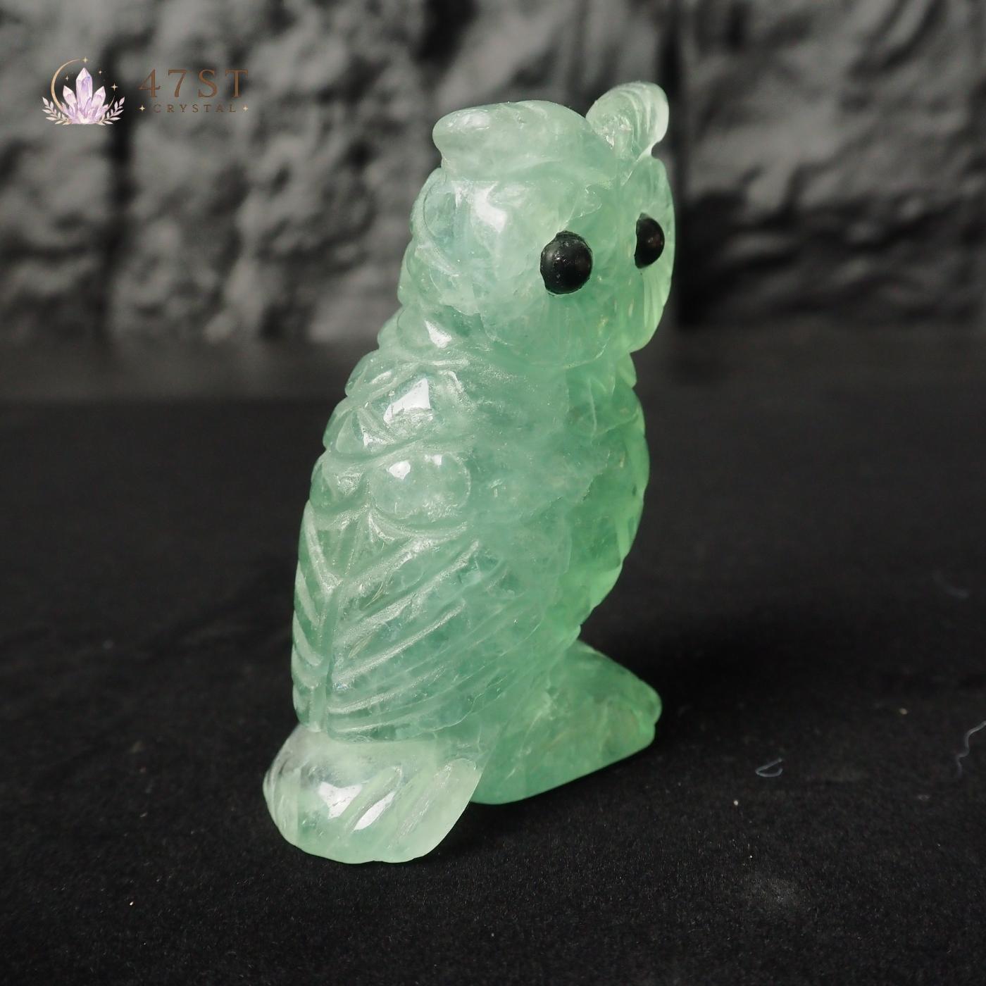 Green Fluorite Owl Carving