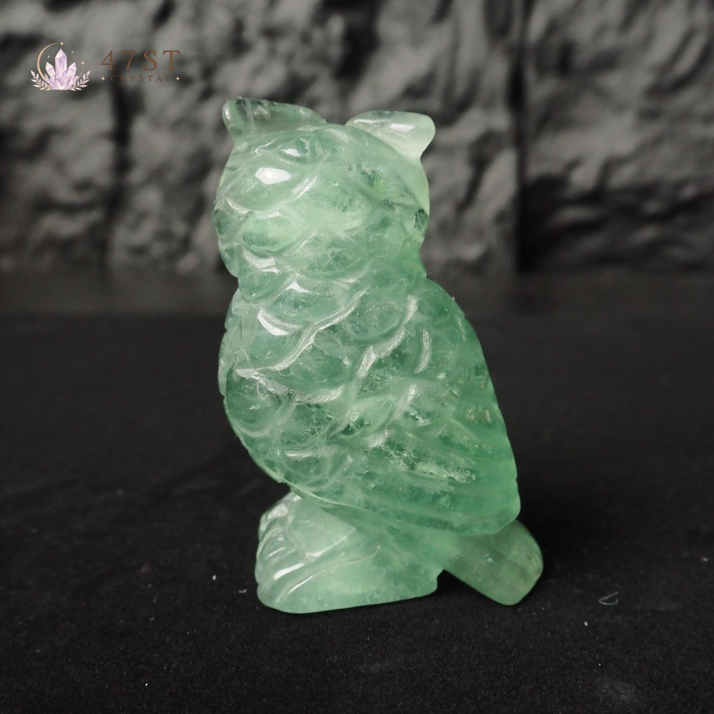 Green Fluorite Owl Carving
