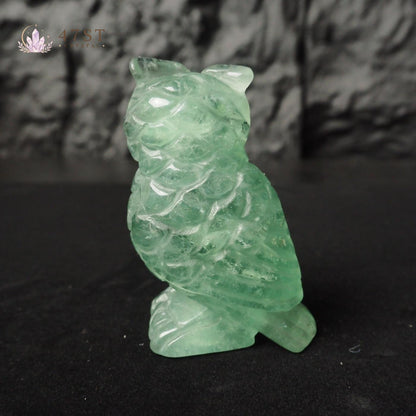 Green Fluorite Owl Carving
