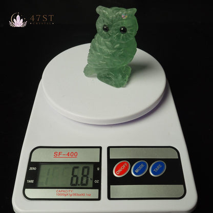 Green Fluorite Owl Carving