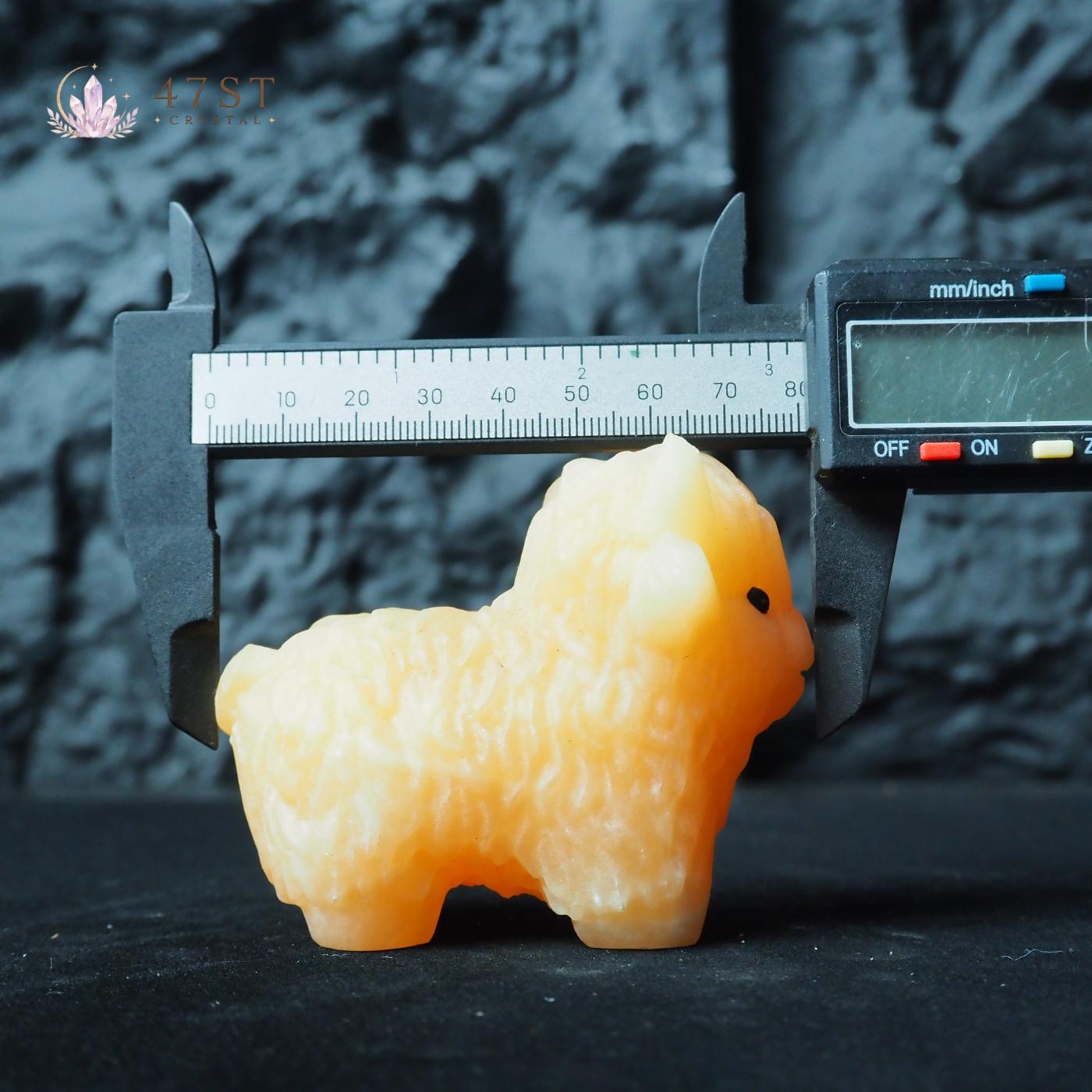 Orange Calcite Highland Cow Carving
