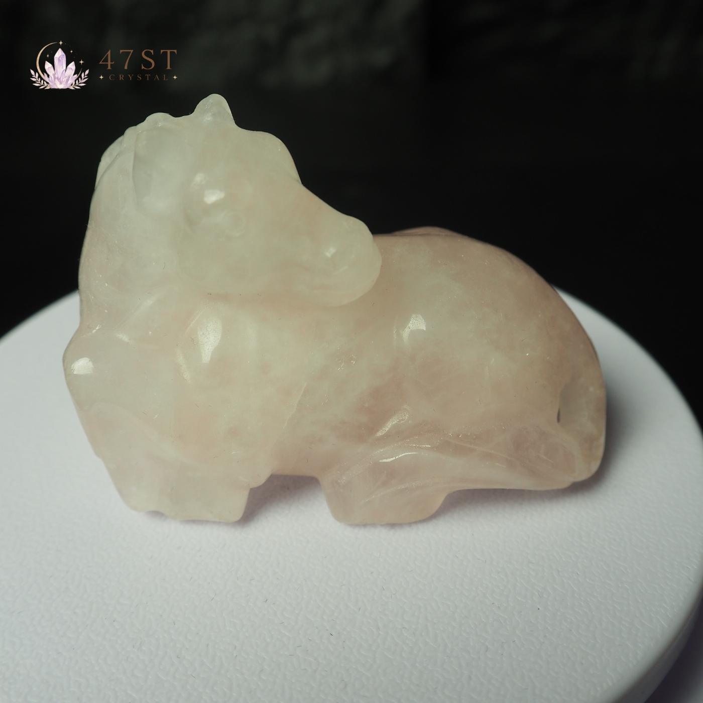 Rose Quartz Horse Carving