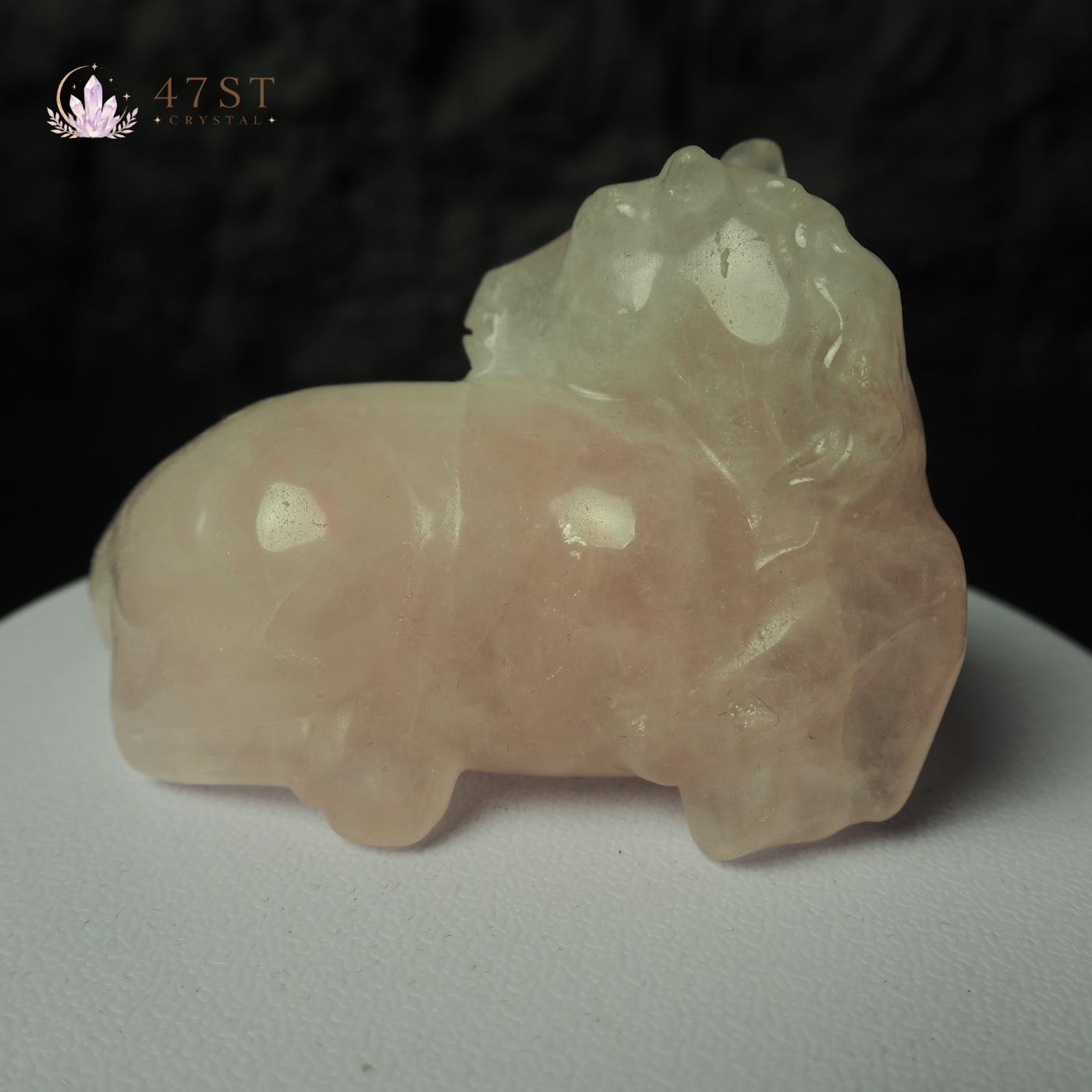 Rose Quartz Horse Carving