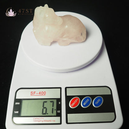 Rose Quartz Horse Carving