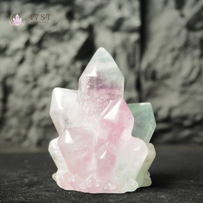 Rainbow Fluorite Cluster Carving