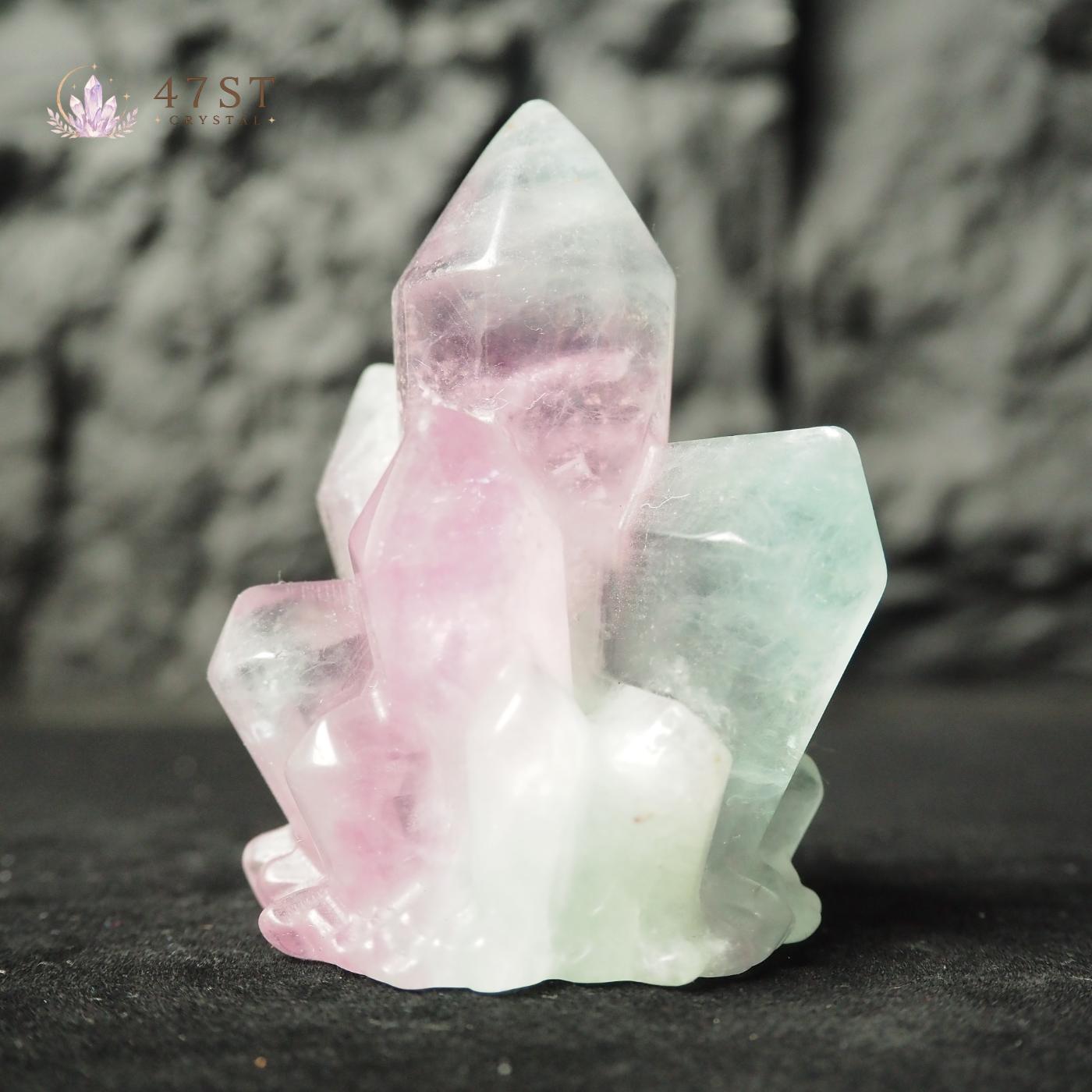 Rainbow Fluorite Cluster Carving