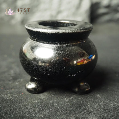 Black Obsidian Incense Burner Cauldron