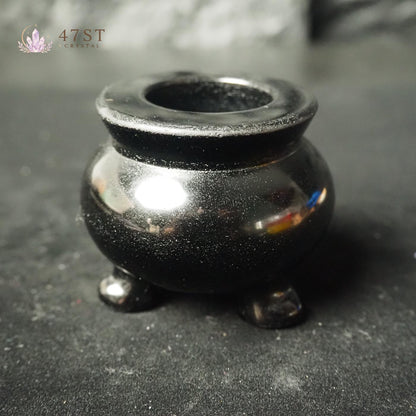 Black Obsidian Incense Burner Cauldron