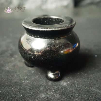 Black Obsidian Incense Burner Cauldron