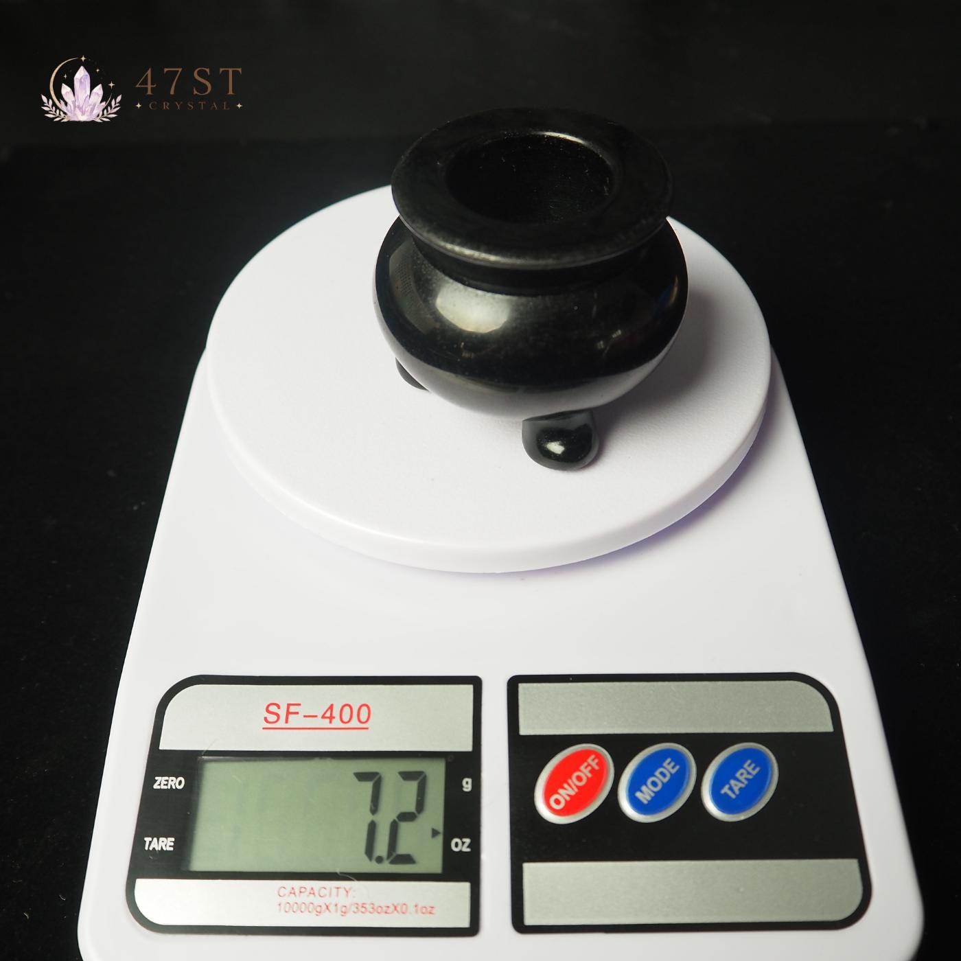 Black Obsidian Incense Burner Cauldron