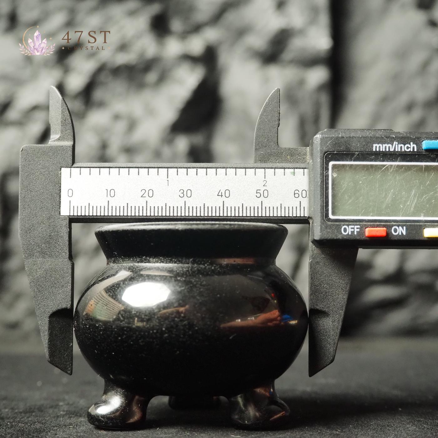 Black Obsidian Incense Burner Cauldron