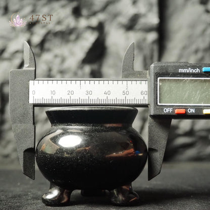 Black Obsidian Incense Burner Cauldron