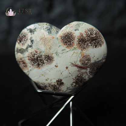 Green Flower Jasper Heart