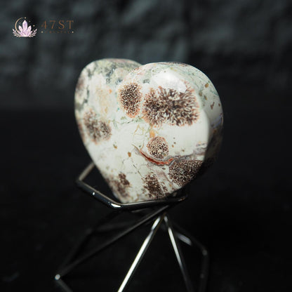 Green Flower Jasper Heart