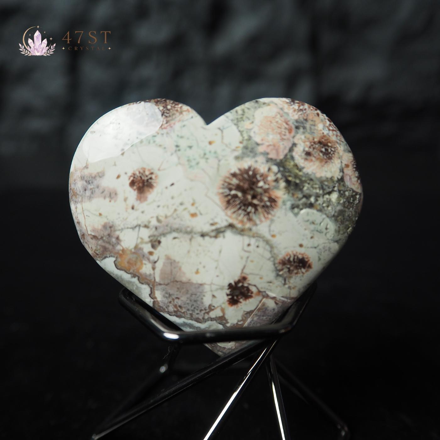 Green Flower Jasper Heart