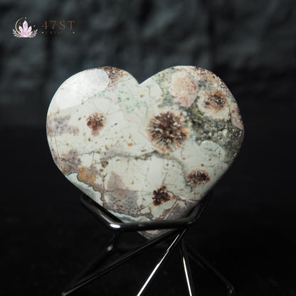 Green Flower Jasper Heart