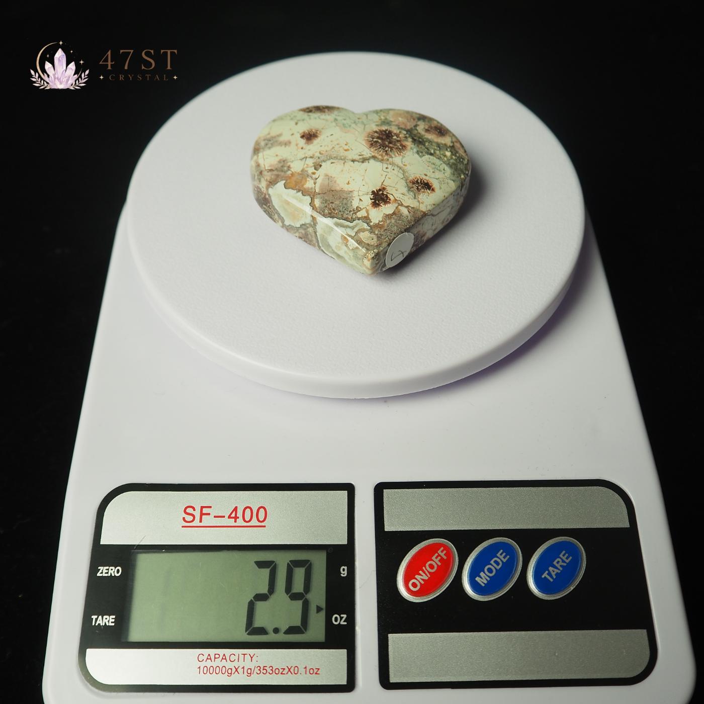 Green Flower Jasper Heart