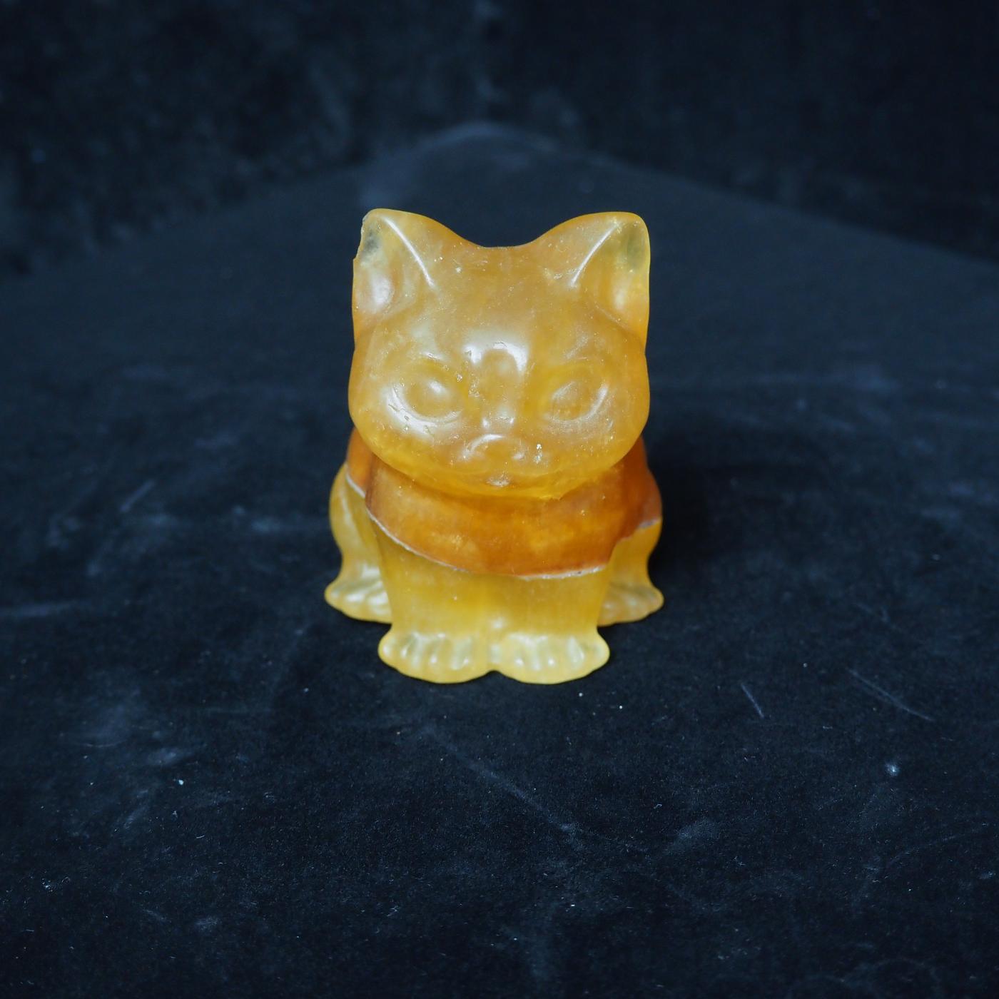 Yellow Fluorite Cat Carving