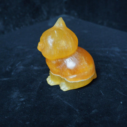 Yellow Fluorite Cat Carving