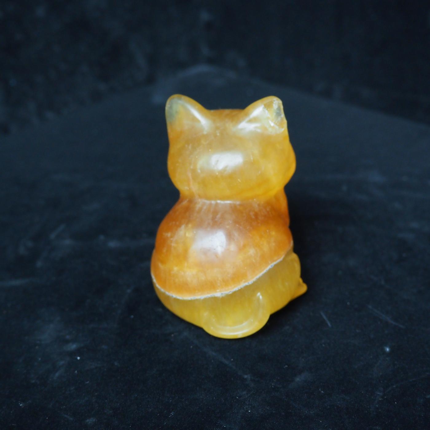 Yellow Fluorite Cat Carving