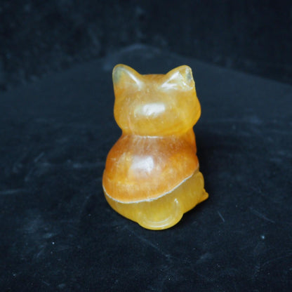 Yellow Fluorite Cat Carving