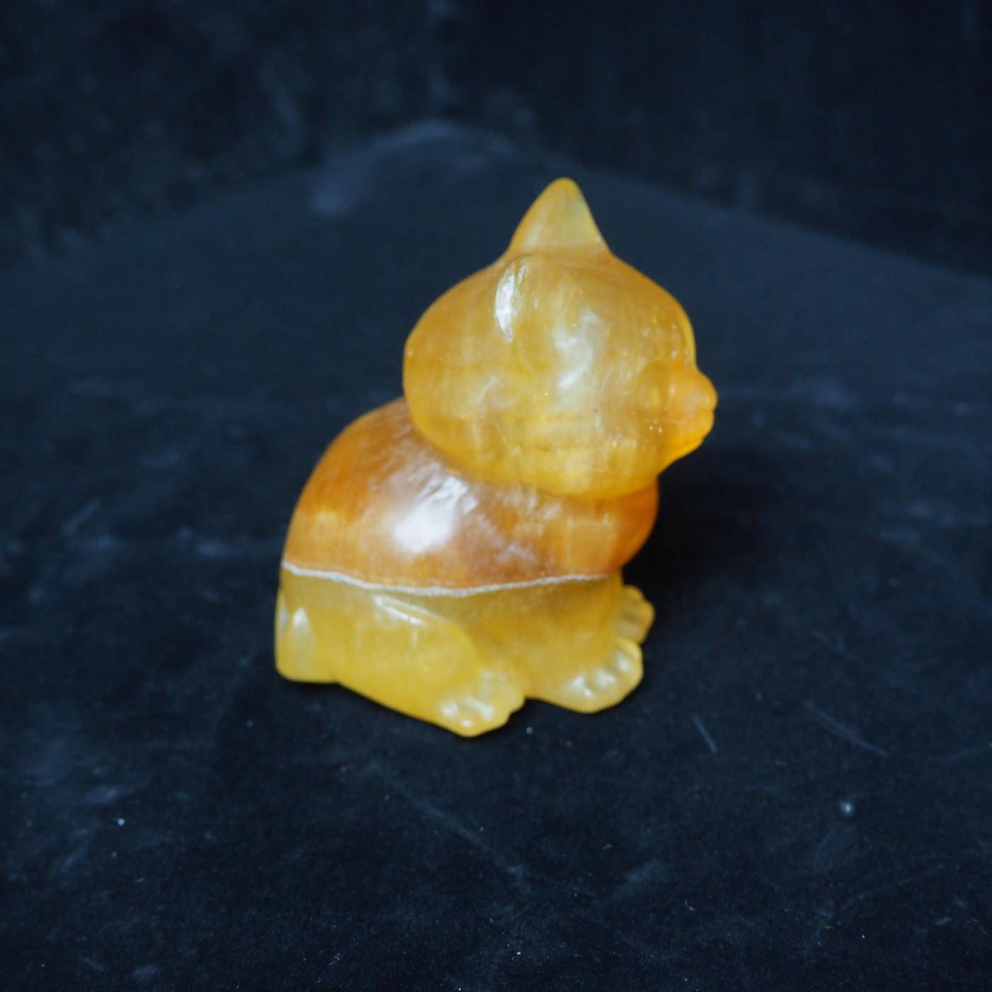 Yellow Fluorite Cat Carving