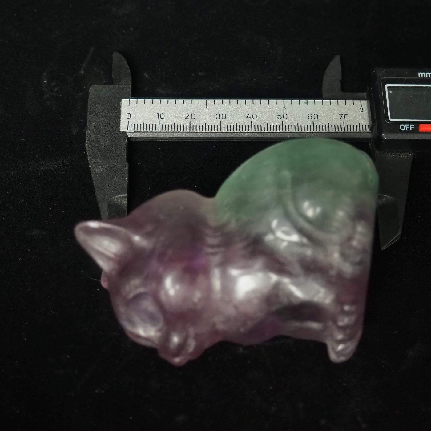 Rainbow Fluorite Cat Carving