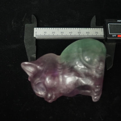 Rainbow Fluorite Cat Carving