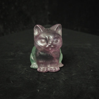 Rainbow Fluorite Cat Carving