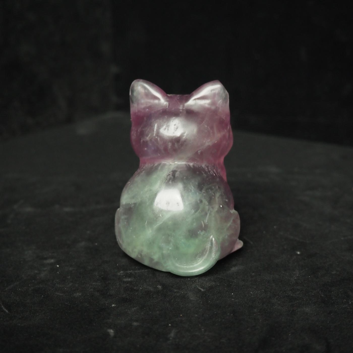 Rainbow Fluorite Cat Carving