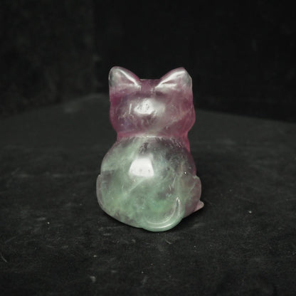 Rainbow Fluorite Cat Carving