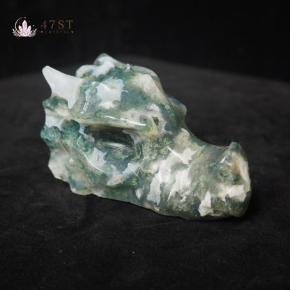 Moss Agate Dragon Head