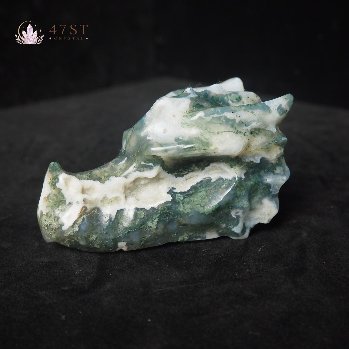 Moss Agate Dragon Head