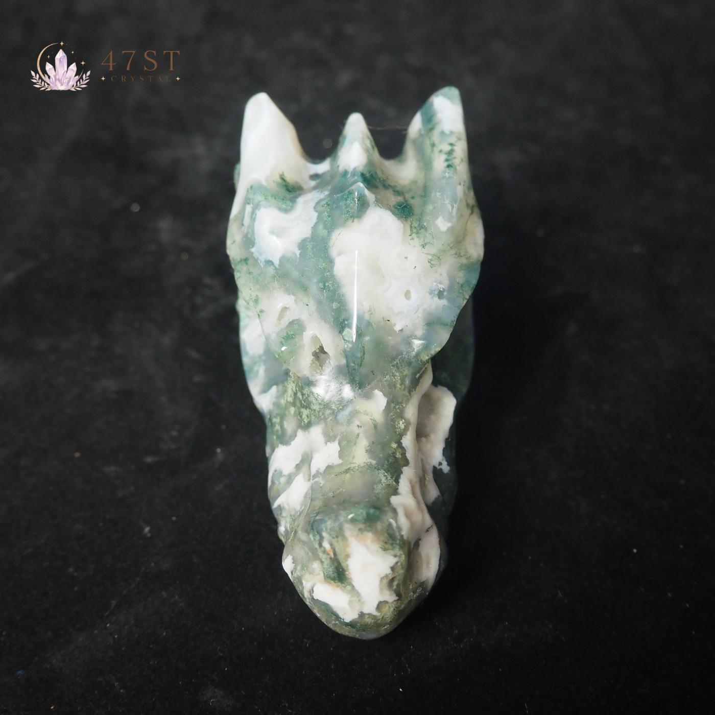 Moss Agate Dragon Head