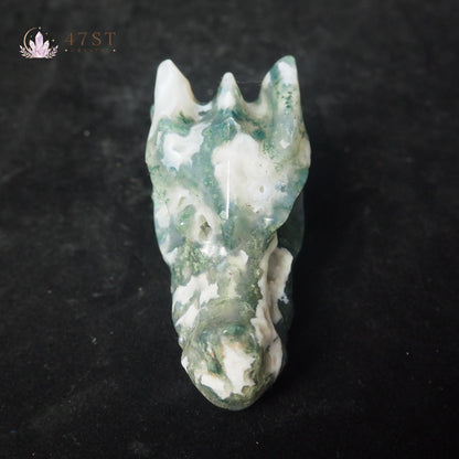 Moss Agate Dragon Head