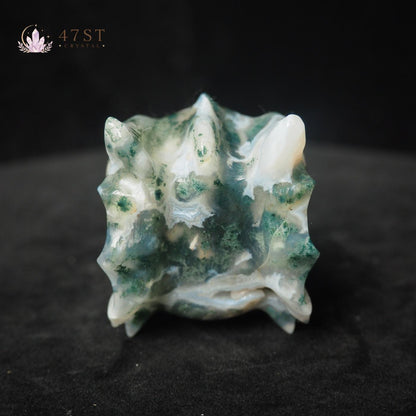 Moss Agate Dragon Head