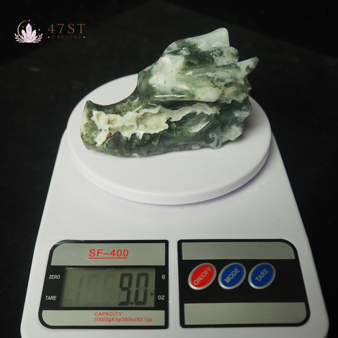 Moss Agate Dragon Head