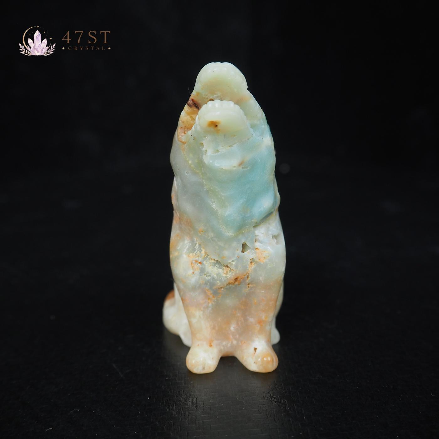 Caribbean Calcite Wolf Carving