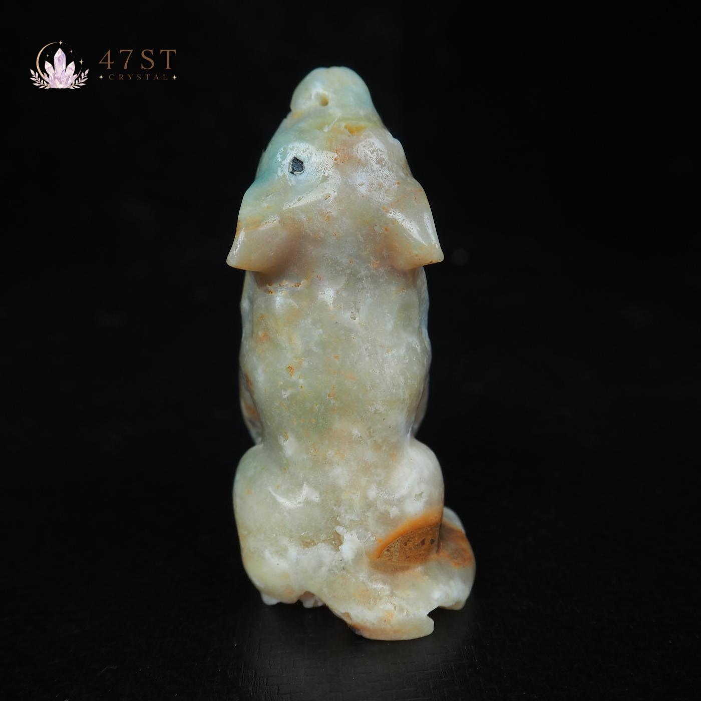 Caribbean Calcite Wolf Carving