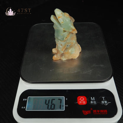 Caribbean Calcite Wolf Carving