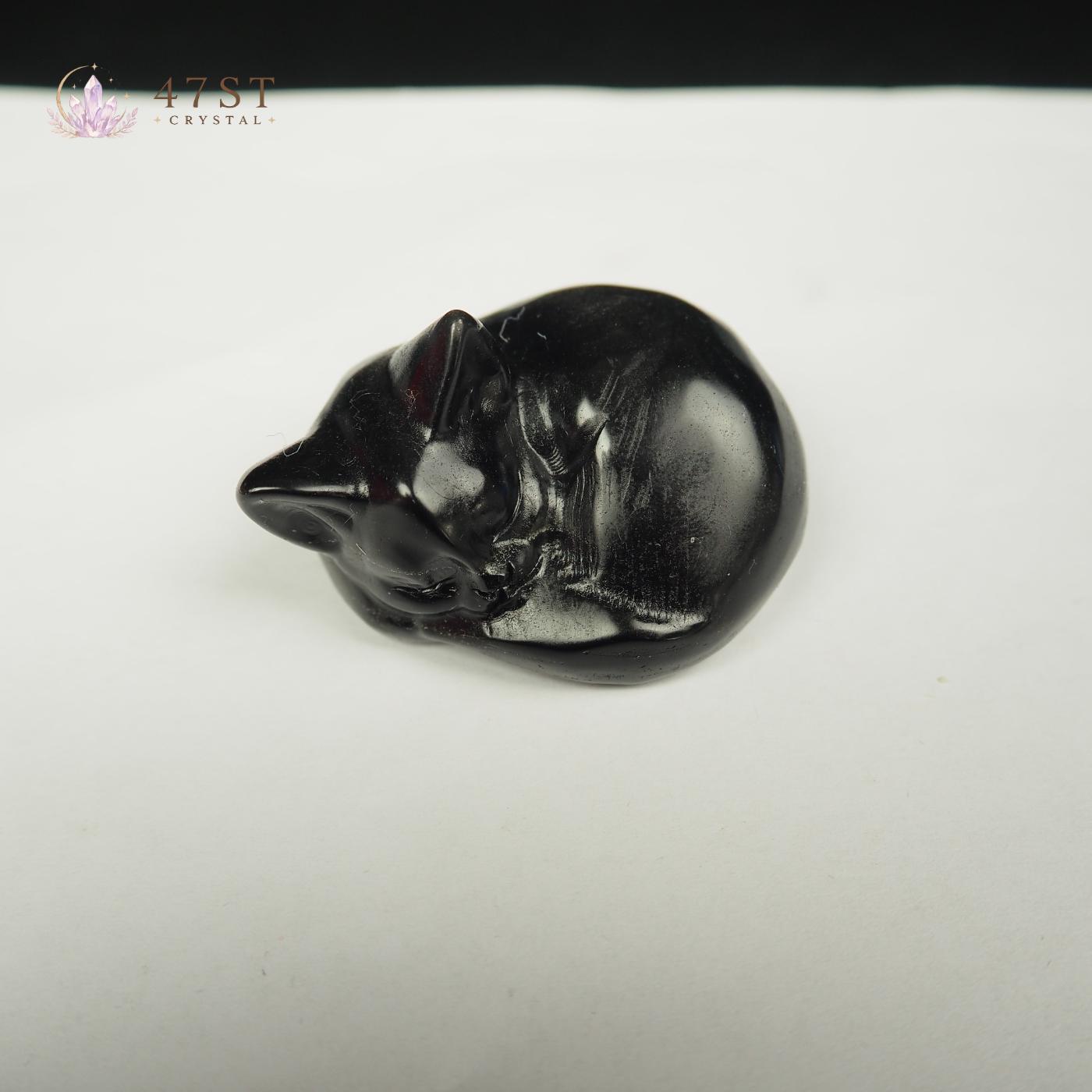 Gold Sheen Obsidian Sleeping Cat