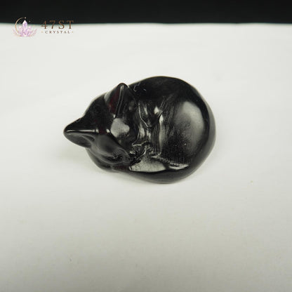 Gold Sheen Obsidian Sleeping Cat