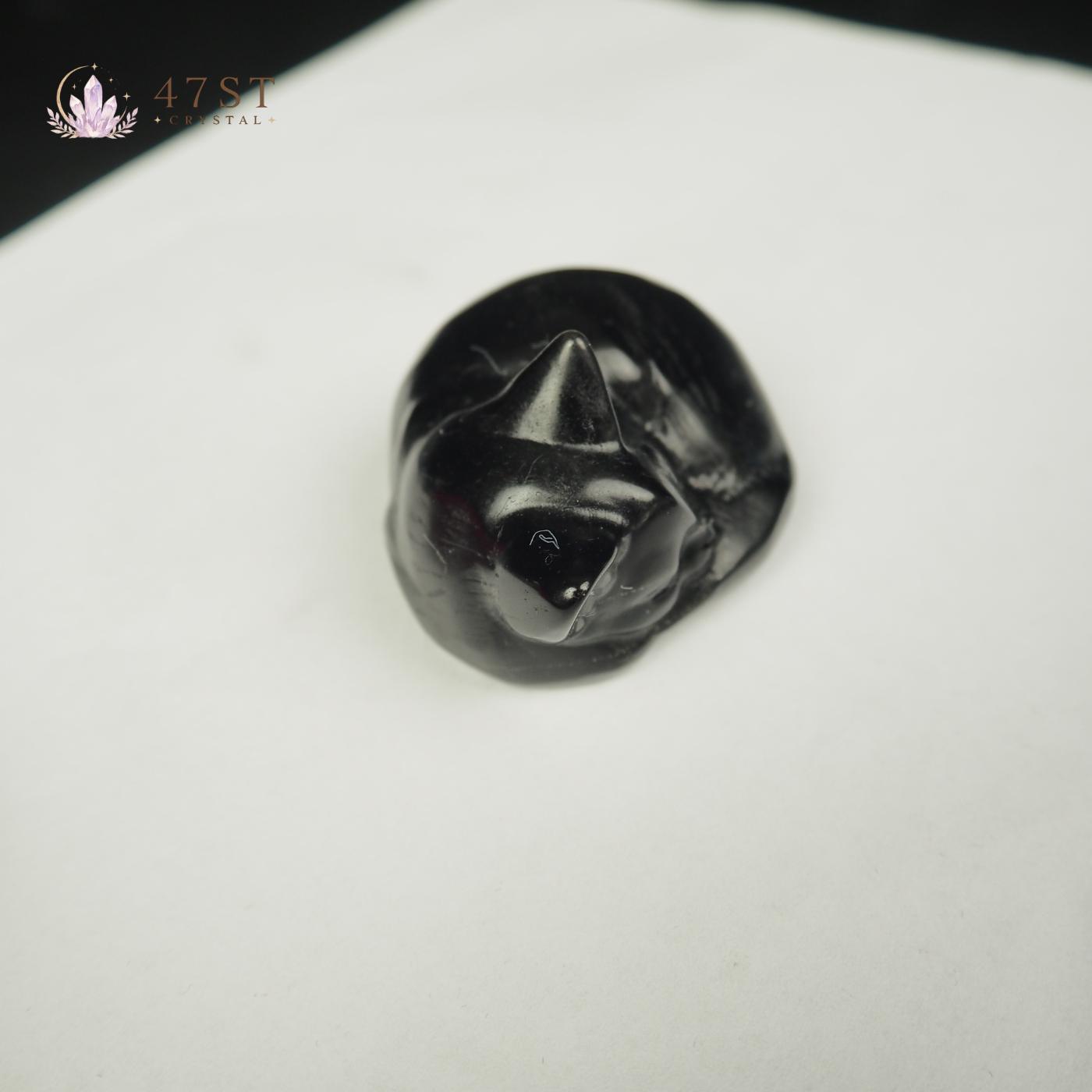 Gold Sheen Obsidian Sleeping Cat