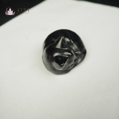 Gold Sheen Obsidian Sleeping Cat