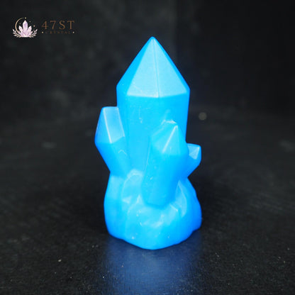 Blue Opalite Crystal Cluster Carving