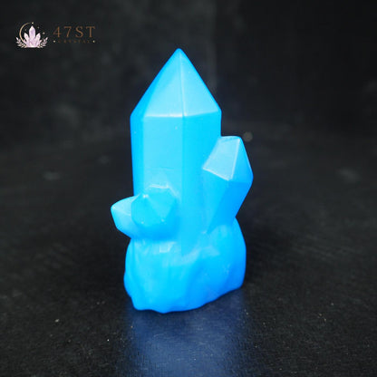 Blue Opalite Crystal Cluster Carving